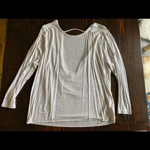 PINK super soft white long sleeve shirt with open back size medium